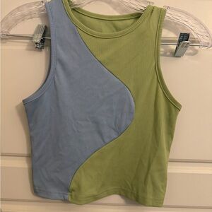 SHEIN Two-Tone Sleeveless Tank - Blue and Green